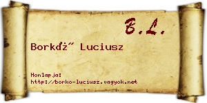 Borkó Luciusz névjegykártya